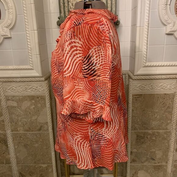 Dress U II. Size 3X. Lined Semi Sheer Ruffled Pullover Blouse. Flared. B92. - Picture 4 of 6